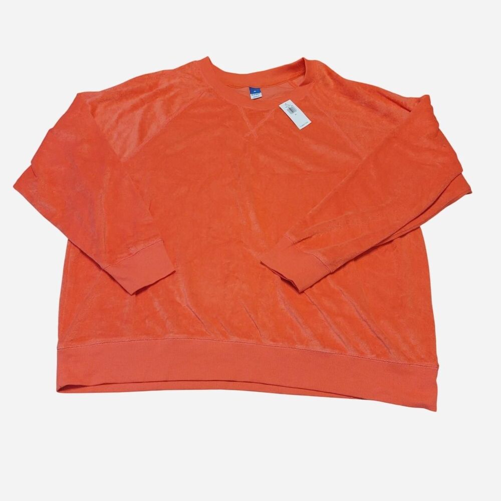 NWT Old Navy Terry Cloth Beach Crewneck Sweatshirt Coral Relaxed Summer Beach